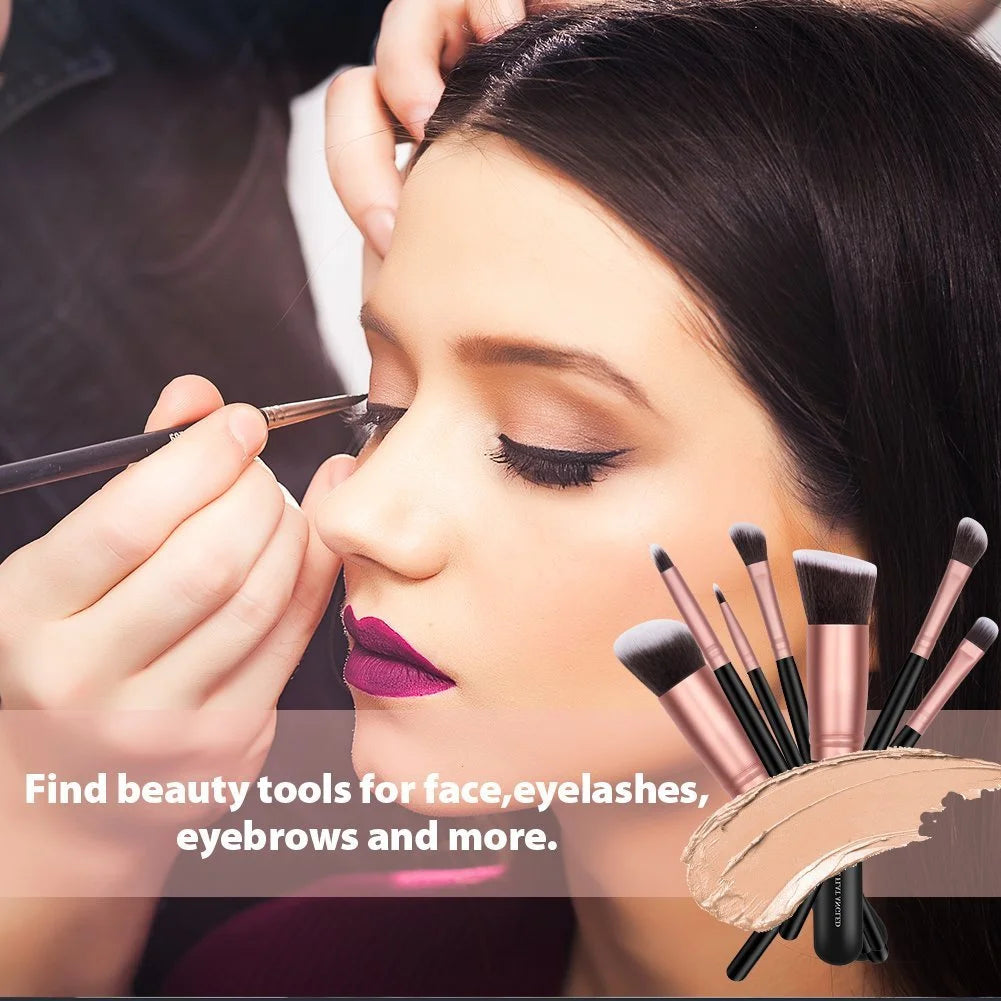 14 Pc Makeup Brushes - Premium Synthetic Foundation Powder Concealers Eye Shadows Rose Gold Makeup Brush Set